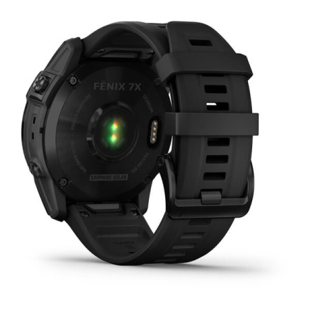 Мультиспортивные часы Garmin Fenix 7X Sapphire Solar титановый черный DLC с силиконовым ремешком