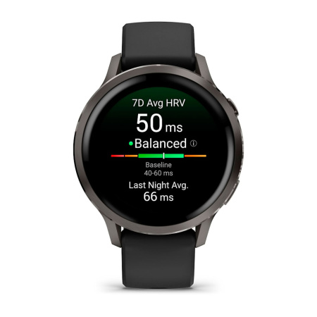 Мультиспортивные часы Garmin Venu 4, 41 мм, Slate with Black Silicone Band фото