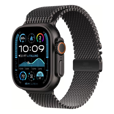Apple Watch Ultra 2, 49 mm, Black Titanium Case with Black Milanese Loop (M) фото