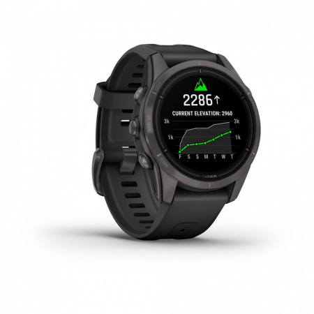 Мультиспортивные часы Garmin epix Pro (Gen 2) Sapphire Edition 42 мм, титановый, угольно-серый, DLC, черный ремешок