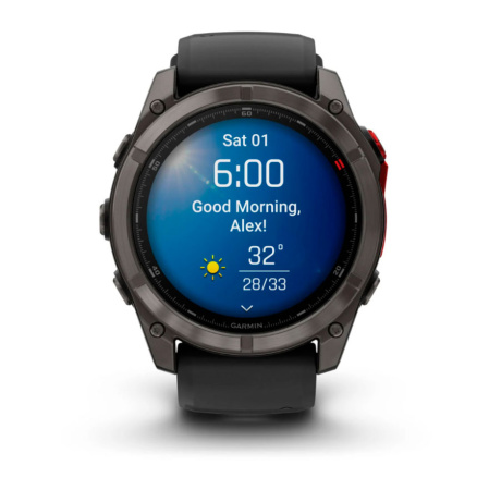 Умные часы Garmin Fenix 8 PRO, 51 мм, MicroLED, Sapphire, Carbon Gray DLC Titanium with Black/Pebble Gray Silicone Band фото