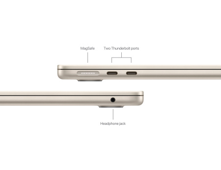 Apple MacBook Air 13" (M3, 8C CPU, 10C GPU, 2024), 24 ГБ, 512 ГБ SSD, Starlight («сияющая звезда»)