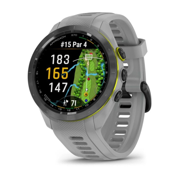 Garmin Approach S70 - 42mm Black Ceramic Bezel with Powder Gray Silicone Band