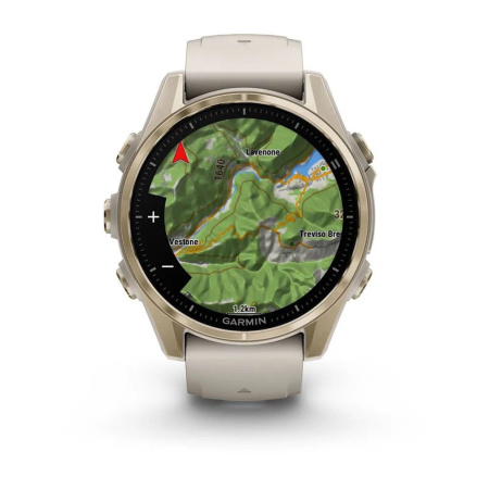 Умные часы Garmin Fenix 8, 43 мм, Amoled, Sapphire, Soft Gold with Fog Gray/Dark Sandstone Silicone Band фото