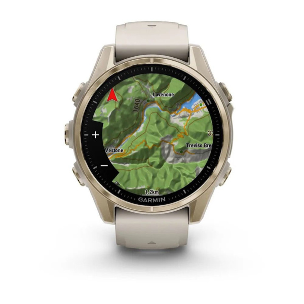 Умные часы Garmin Fenix 8, 43 мм, Amoled, Sapphire, Soft Gold with Fog Gray/Dark Sandstone Silicone Band фото