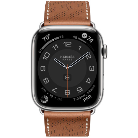 Apple Watch Series 8, 45 мм, Silver Stainless/Hermès Gold H Diagonal Single Tour