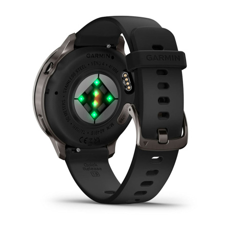 Мультиспортивные часы Garmin Venu 4, 41 мм, Slate with Black Silicone Band фото