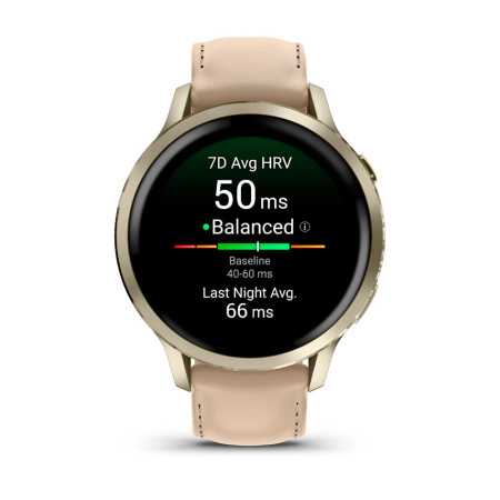 Мультиспортивные часы Garmin Venu 4, 41 мм, Lunar Gold with Bone Silicone Band and Light Sand Leather Band фото
