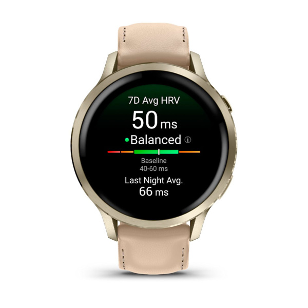 Мультиспортивные часы Garmin Venu 4, 41 мм, Lunar Gold with Bone Silicone Band and Light Sand Leather Band фото