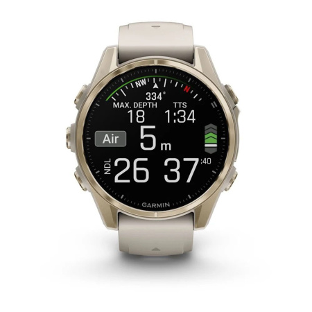 Умные часы Garmin Fenix 8, 43 мм, Amoled, Sapphire, Soft Gold with Fog Gray/Dark Sandstone Silicone Band фото