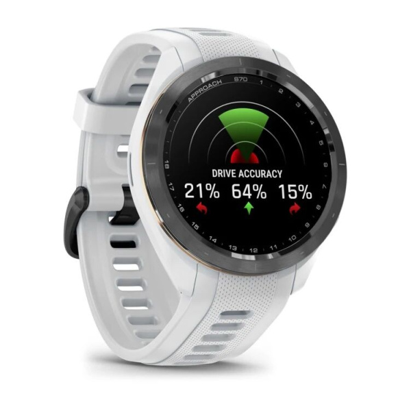 Garmin Approach S70 - 42 mm Black Ceramic Bezel with White Silicone Band