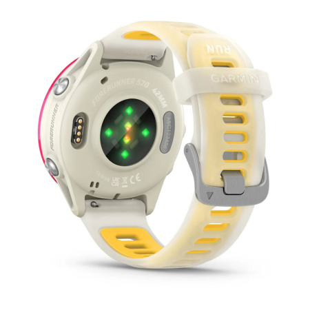 Фото Мультиспортивные часы Garmin ForeRunner 570 42mm Raspberry Aluminum with Translucent Bone/Mango Band