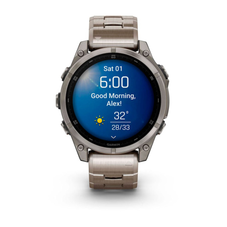 Умные часы Garmin Fenix 8, 47 мм, Amoled Sapphire Titanium Band,Graphite Silicone Band
