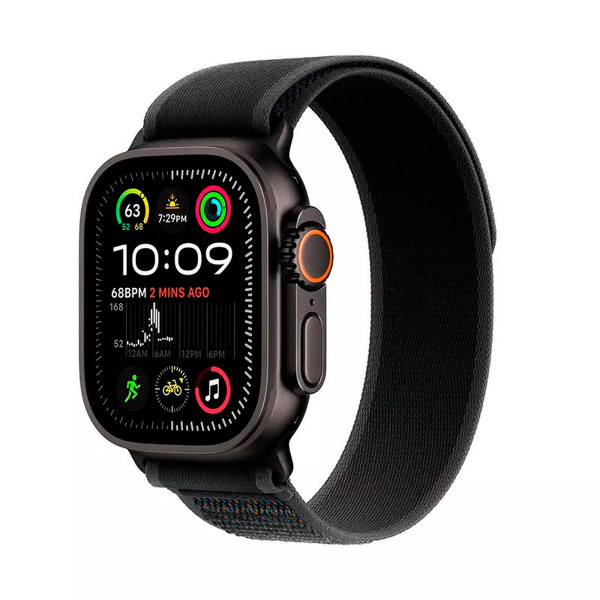 Apple Watch Ultra 2, 49mm, Black Titanium Case, Black Trail Loop, M/L, MX4V3