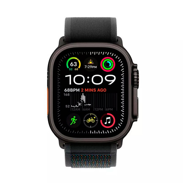 Apple Watch Ultra 2, 49mm, Black Titanium Case, Black Trail Loop, M/L, MX4V3