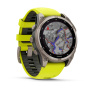 Умные часы Garmin Fenix 8, 51мм Solar Sapphire Carbon Gray DLC Titanium with Amp Yellow/Graphite Silicone Band