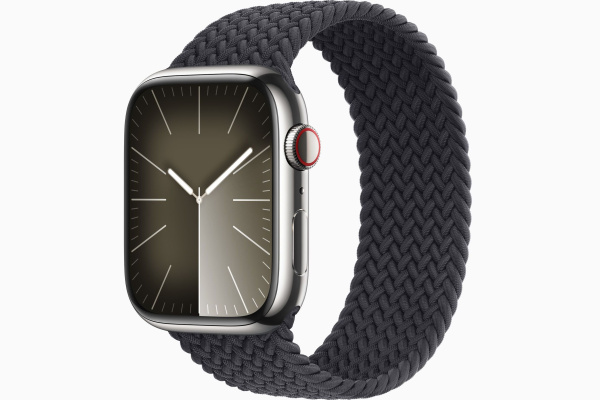 Apple Watch Series 9, 45mm, Silver / Midnight Braided Solo Loop 