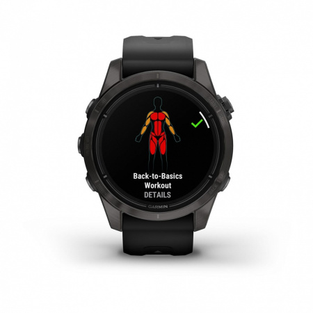 Мультиспортивные часы Garmin epix Pro (Gen 2) Sapphire Edition 42 мм, титановый, угольно-серый, DLC, черный ремешок