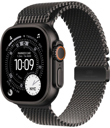 Apple Watch Ultra 3, 49mm, Black, Black Milanese Loop, L