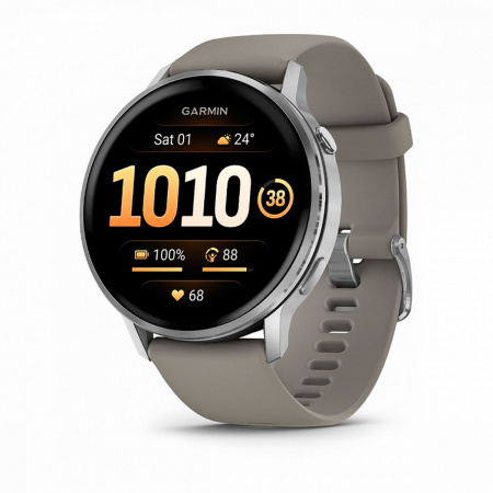Мультиспортивные часы Garmin Venu 4, 45 мм, Silver with Silver Gray Silicone Band фото
