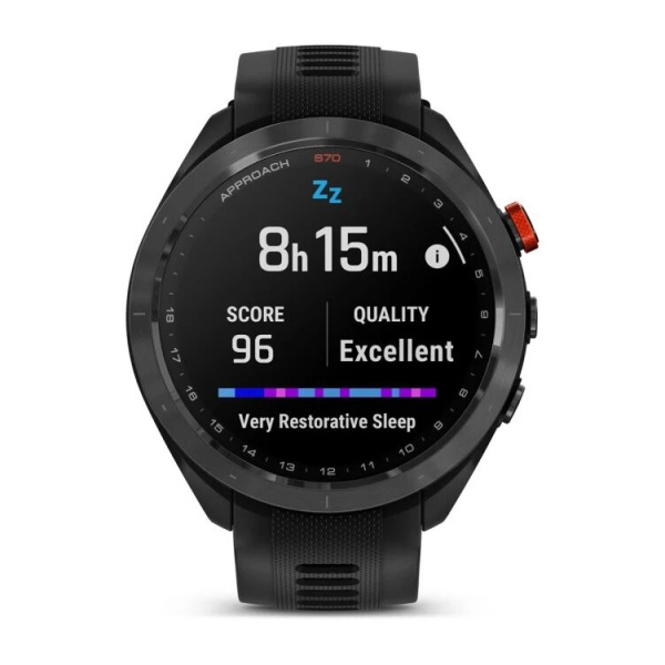 Garmin Approach S70 - 47 mm Black Ceramic Bezel with Black Silicone Band