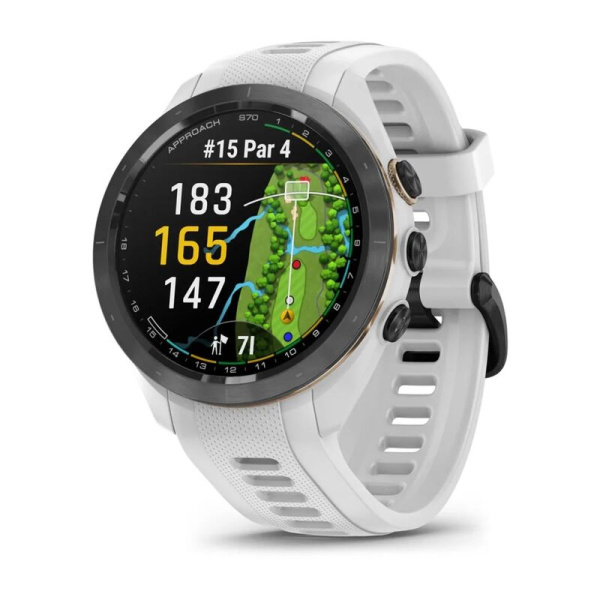 Garmin Approach S70 - 42 mm Black Ceramic Bezel with White Silicone Band