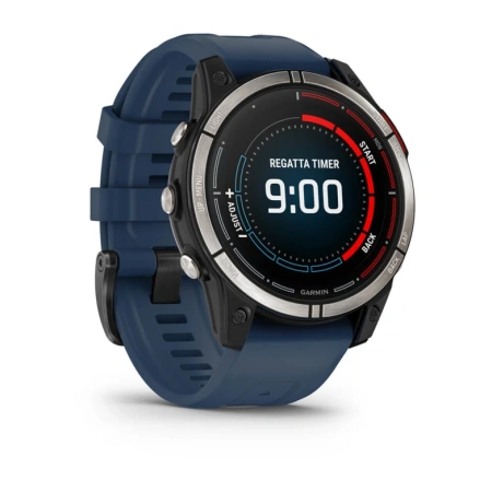 Мультиспортивные часы Garmin Quatix 7 Sapphire титановый с синим силиконовым ремешком