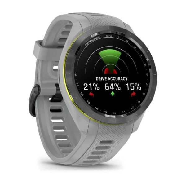 Garmin Approach S70 - 47 mm Black Ceramic Bezel with Powder Gray Silicone Band