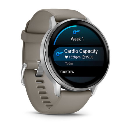Мультиспортивные часы Garmin Venu 4, 45 мм, Silver with Silver Gray Silicone Band фото