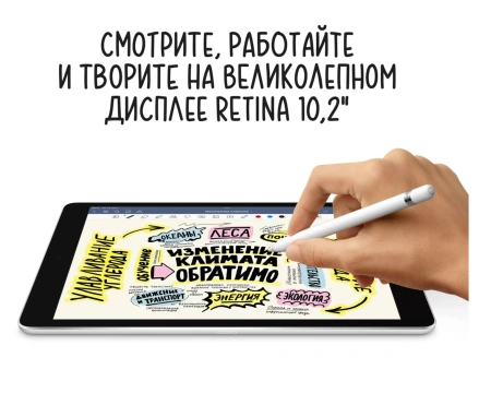Планшет Apple iPad 2021 10.2 Wi-Fi + Cellular 64Gb (Серебристый) MK493