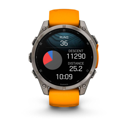 Умные часы Garmin Fenix 8, 47 мм, Amoled Sapphire Titanium with Spark Orange/Graphite Silicone Band