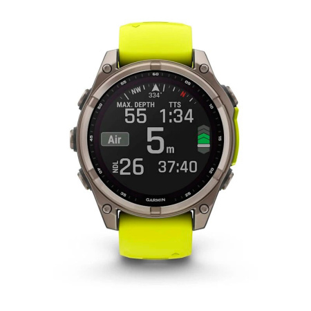 Умные часы Garmin Fenix 8, 47 мм, Solar, Sapphire Titanium, Yellow
