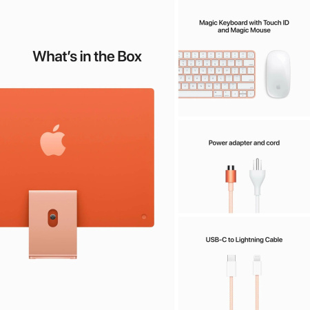 Apple iMac 24" Retina 4K, M1 (8C CPU, 8C GPU), 8 ГБ, 512 ГБ SSD, Orange (оранжевый), русская клавиатура