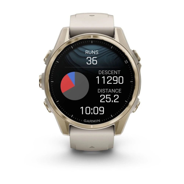 Умные часы Garmin Fenix 8, 43 мм, Amoled, Sapphire, Soft Gold with Fog Gray/Dark Sandstone Silicone Band фото