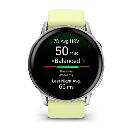 Мультиспортивные часы Garmin Venu 4, 45 мм, Silver with Citron Silicone Band фото