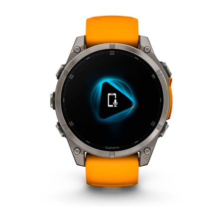 Умные часы Garmin Fenix 8, 47 мм, Amoled Sapphire Titanium with Spark Orange/Graphite Silicone Band