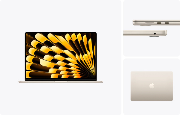 Фото Apple MacBook Air 15" (M5, 10C CPU, 10C GPU, 2026), 32 ГБ, 512 ГБ SSD, Starlight (сияющая звезда)