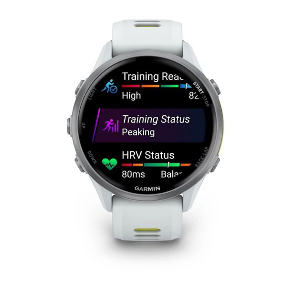 Мультиспортивные часы Garmin Forerunner 970 Titanium Whitestone with Amp Yellow Band