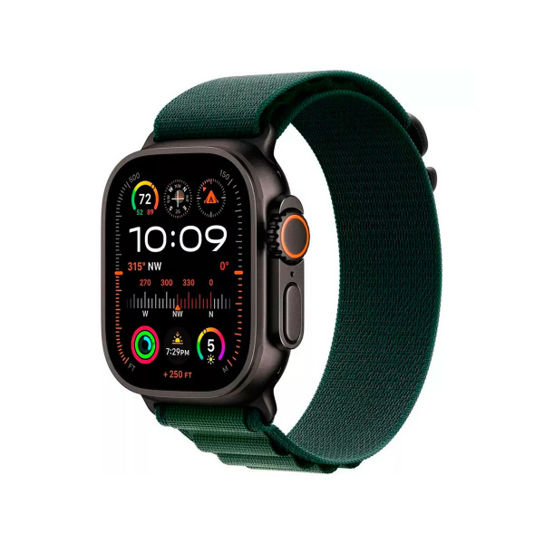 Apple Watch Ultra 2, 49mm, Black Titanium Case, Dark Green Alpine Loop M, MX4R3