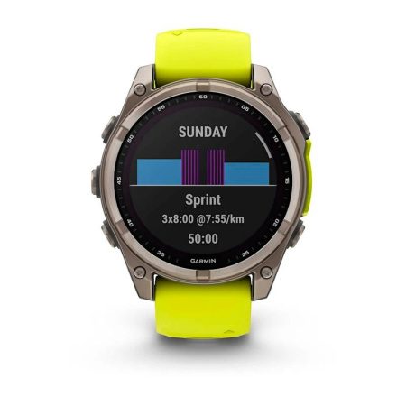 Умные часы Garmin Fenix 8, 47 мм, Solar, Sapphire Titanium, Yellow