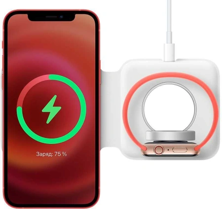 Беспроводное зарядное устройство Apple MagSafe Duo + кабель USB‑C/Lightning (1 м) (Белый)