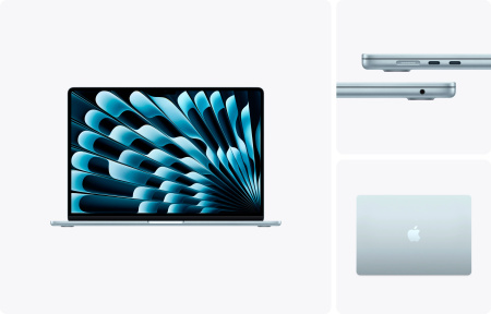 Фото Apple MacBook Air 15" (M5, 10C CPU, 10C GPU, 2026), 16 ГБ, 1 ТБ SSD, Sky Blue (небесно-голубой)