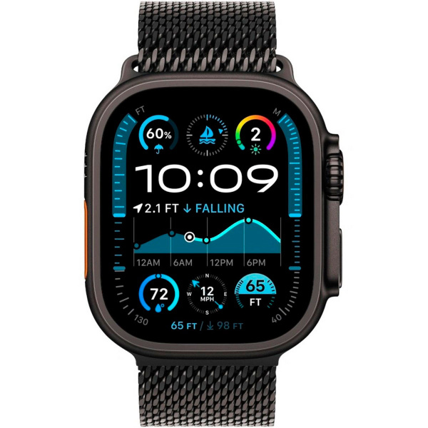 Apple Watch Ultra 2, 49mm, Black Titanium Case, Black Milanese Loop L, MX5V3N