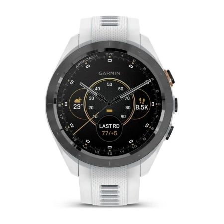 Garmin Approach S70 - 47 mm Black Ceramic Bezel with White Silicone Band