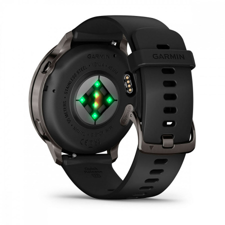Мультиспортивные часы Garmin Venu 4, 45 мм, Slate with Black Silicone Band фото