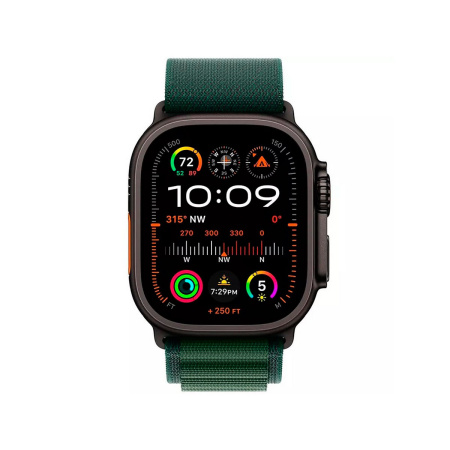 Apple Watch Ultra 2, 49mm, Black Titanium Case, Dark Green Alpine Loop M, MX4R3