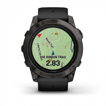 Мультиспортивные часы Garmin Epix Pro (Gen 2) Sapphire Edition 51 мм, титановый угольно-серый, DLC, черный силиконовый ремешок