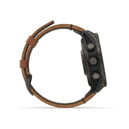 Умные часы Garmin Fenix 8, 51 мм Amoled, Sapphire Lens Carbon Grey DLC Tinanium With Chestnut Leather Band фото