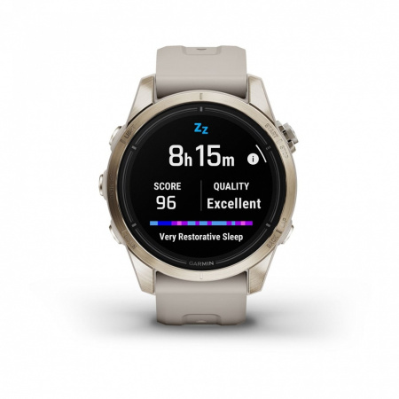 Мультиспортивные часы Garmin epix Pro (Gen 2) Sapphire Edition 42 мм, золотистый корпус со светло-песочным ремешком